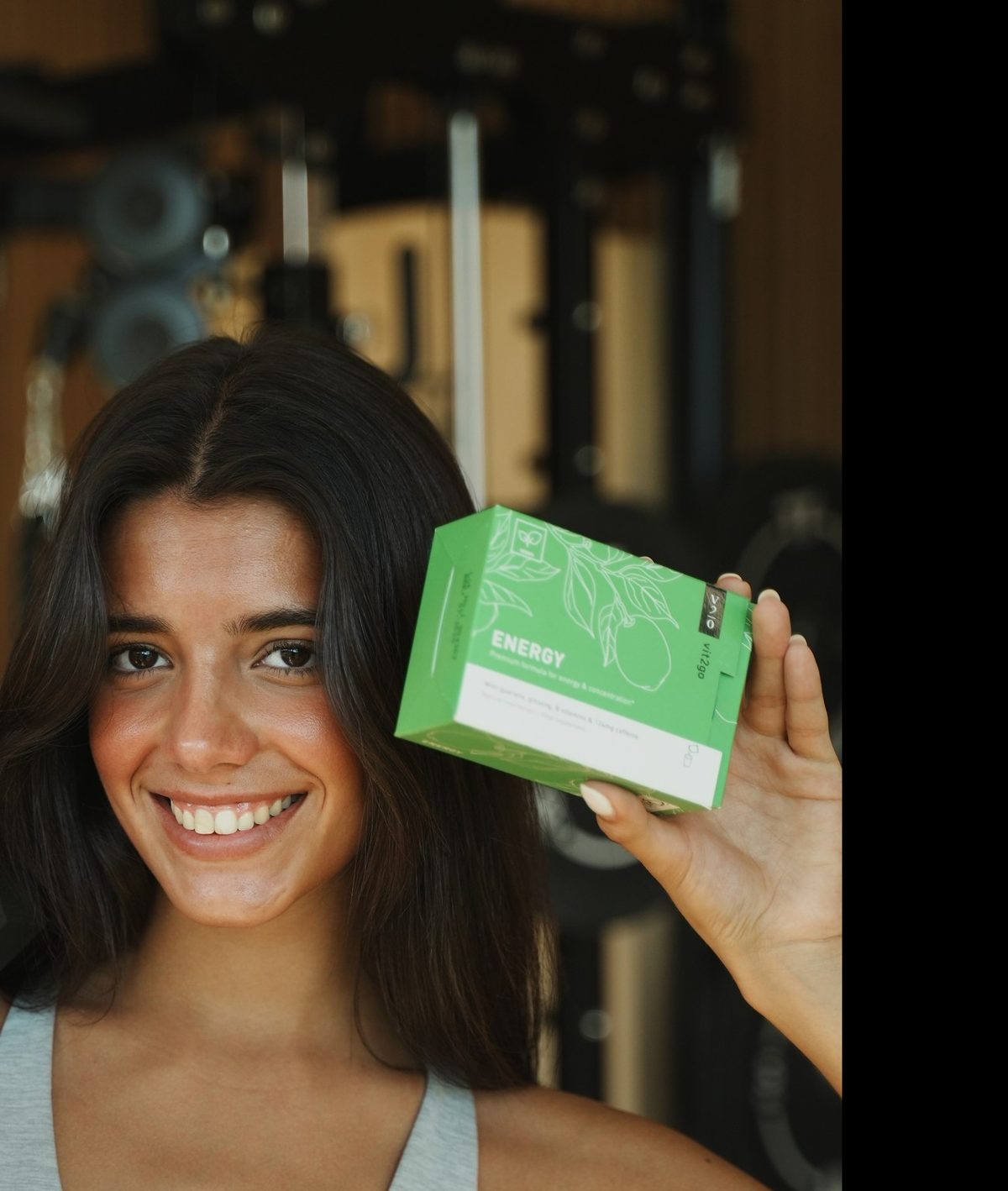 Athlete in the gym with a Vit2go Energy pack